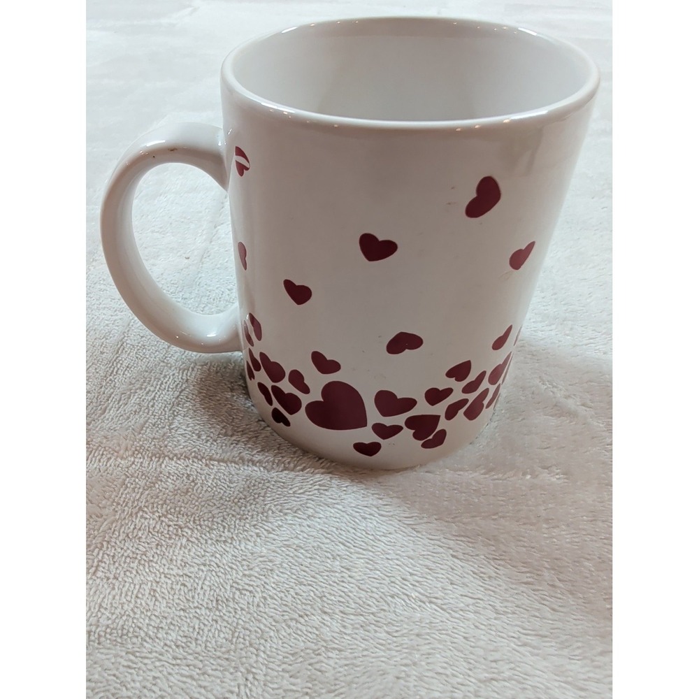 Vintage Artmark Chicago 1998 Red Hearts White Ceramic Coffee Mug Valentines Day - Picture 2 of 7